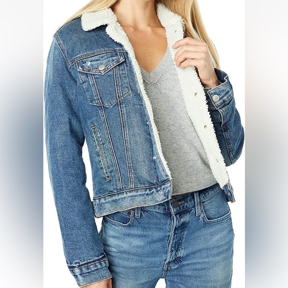 LUCKY BRAND Sherpa Lined Denim Trucker Jacket
